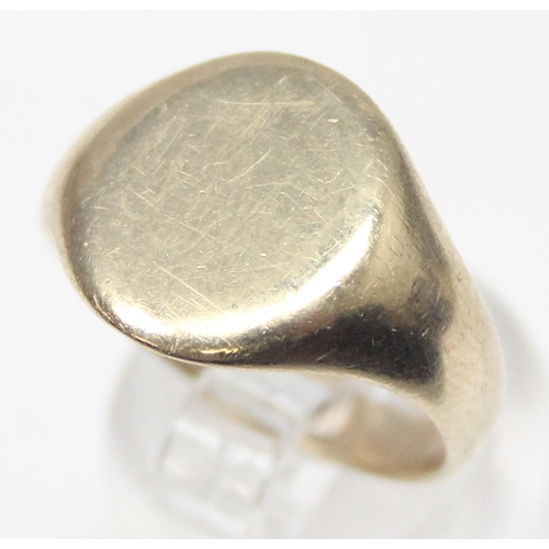 1111 - 9ct gold plain signet ring, marked for Birmingham 1973, approx size P, approx 5.82g gross