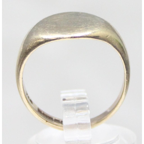 1111 - 9ct gold plain signet ring, marked for Birmingham 1973, approx size P, approx 5.82g gross