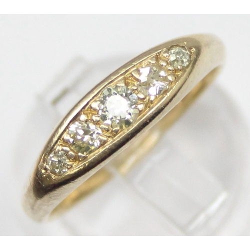 1129 - An 18ct gold and 5 stone diamond ring, 5 graduated stones, marked 18ct and XRF confirmed, total weig... 