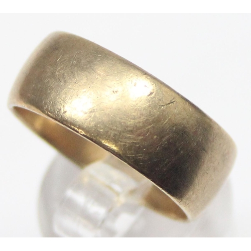 1141 - A heavy 9ct gold plain band ring, Sheffield 1978, approx size T, approx 7.01g gross