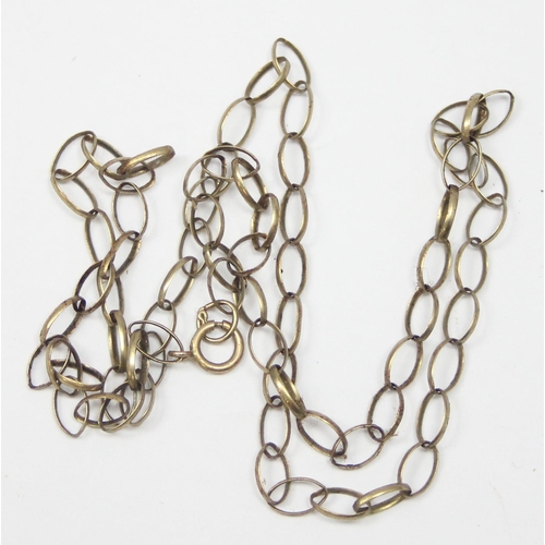 1145 - A vintage 9ct gold necklace with wide rolo or belcher links, marked to clasp and XRF confirmed, appr... 