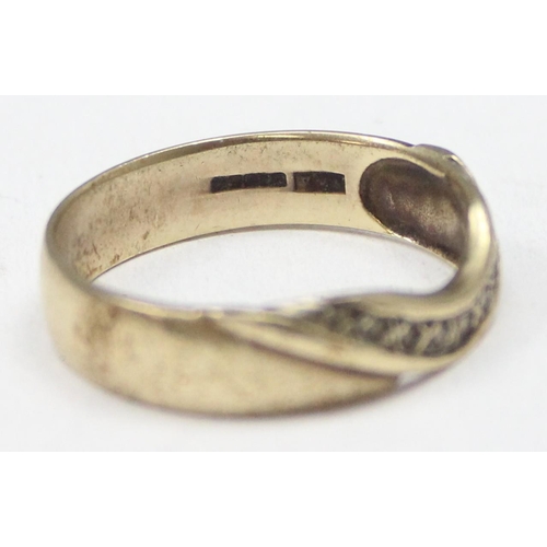 1148 - A retro style 9ct gold and white stone band ring, marked and XRF confirmed, approx size P, approx 2.... 