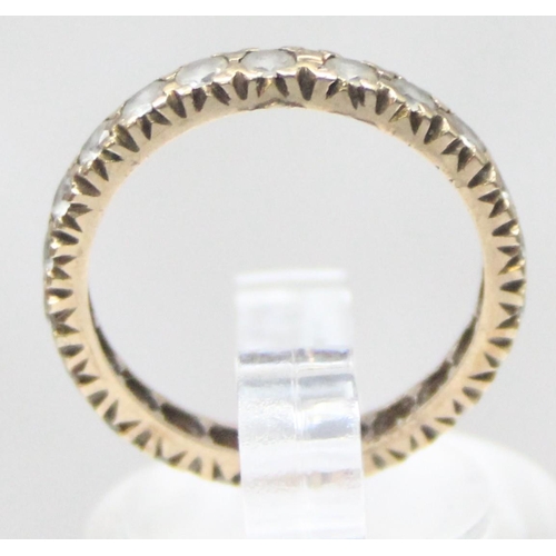 1151 - A vintage 9ct gold and white stone eternity ring, marked and XRF confirmed, approx size J, approx 1.... 