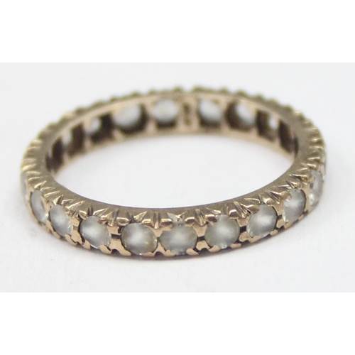 1151 - A vintage 9ct gold and white stone eternity ring, marked and XRF confirmed, approx size J, approx 1.... 