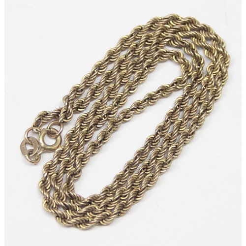 1152 - A vintage 9ct gold rope twist necklace, approx 42cm long, approx 2.77g gross