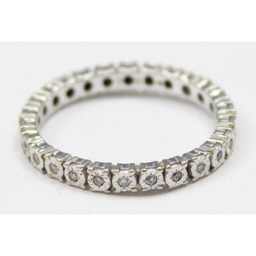 1154 - 18ct white gold and diamond eternity ring, marked 750 and XRF confirmed, approx size O, approx 2.56g... 