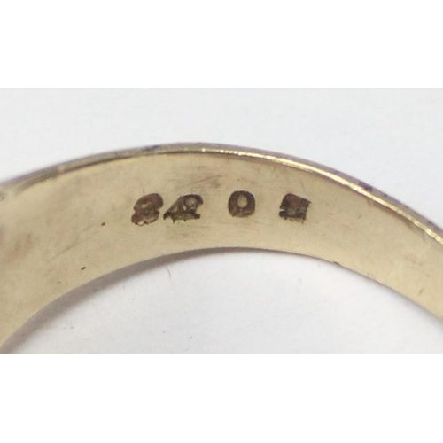 1163 - A vintage 9ct gold keeper ring of woven design, marked for London 1995, approx size T, approx 10.24g... 