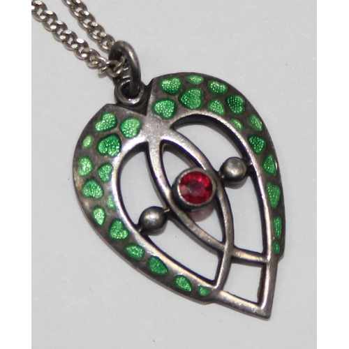 1166 - An unusual Art Nouveau silver and enamel pendant, possibly Suffragette related, marked 925 and XRF c... 