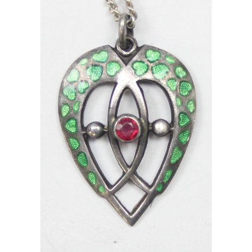 1166 - An unusual Art Nouveau silver and enamel pendant, possibly Suffragette related, marked 925 and XRF c... 