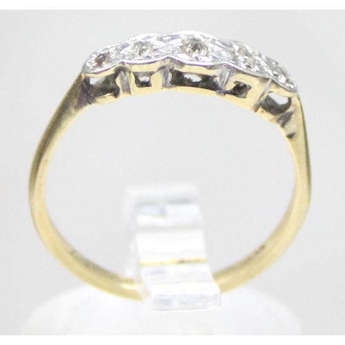 1167 - 18ct gold 5 stone diamond ring with platinum setting, approx size N, approx 2.43g gross