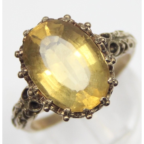 1173 - A 9ct gold and citrine set cocktail ring, marked and XRF confirmed, approx size Q, approx 5.21g gros... 