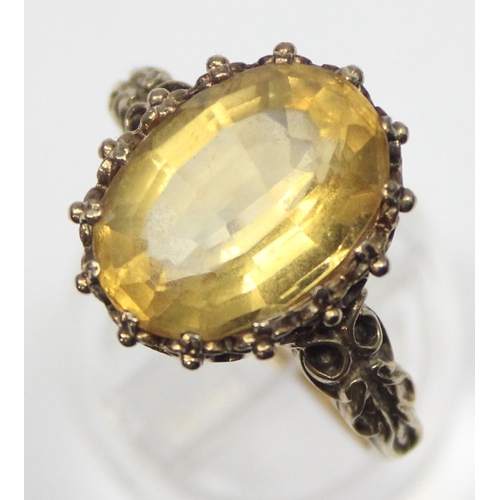 1173 - A 9ct gold and citrine set cocktail ring, marked and XRF confirmed, approx size Q, approx 5.21g gros... 