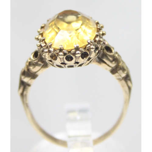 1173 - A 9ct gold and citrine set cocktail ring, marked and XRF confirmed, approx size Q, approx 5.21g gros... 