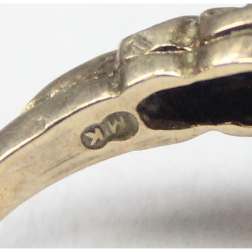 1173 - A 9ct gold and citrine set cocktail ring, marked and XRF confirmed, approx size Q, approx 5.21g gros... 