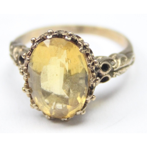 1173 - A 9ct gold and citrine set cocktail ring, marked and XRF confirmed, approx size Q, approx 5.21g gros... 