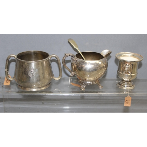 1018 - Qty of antique and later silver plate and other metalware, approx 5.3kg gross