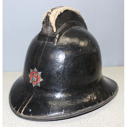 1405 - 2 vintage fireman's helmets, Oxfordshire & City of Oxford