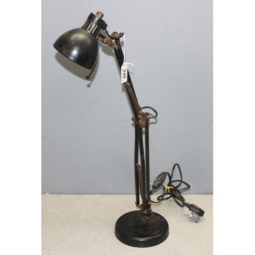 246 - Vintage Anglepoise style desk lamp in black, approx 60cm tall