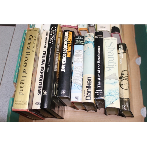 506 - Large qty of vintage hardback Book Club books, many 1st editions (2 boxes)