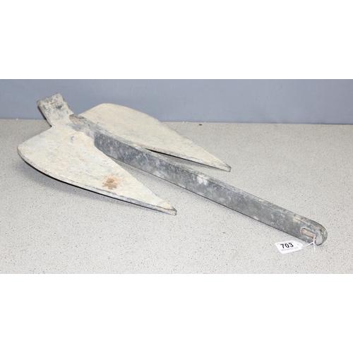 703 - Vintage 10kg boat anchor by Britany, approx 73cm long