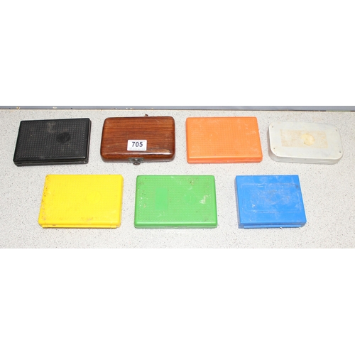 705 - 7 assorted fly fishing boxes with contents