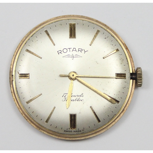 1300 - A vintage 9ct gold cased Rotary wristwatch with brown leather strap, case marked for Birmingham 1987... 