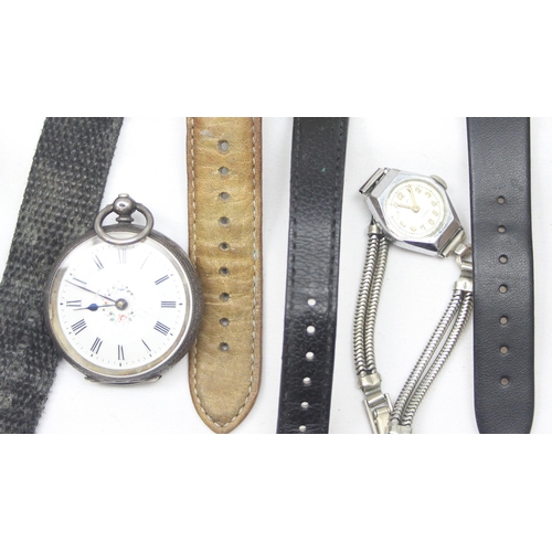 1308 - Qty of assorted antique, vintage and later watches to inc a silver cased fob watch etc