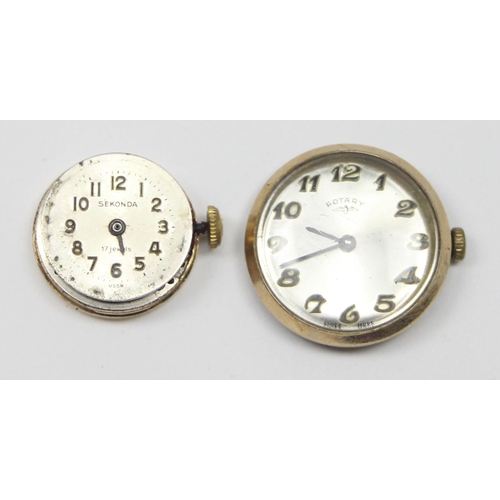 1310 - 2 vintage 9ct gold cased ladies watches, one a Rotary marked for London 1976, the other unable to be... 