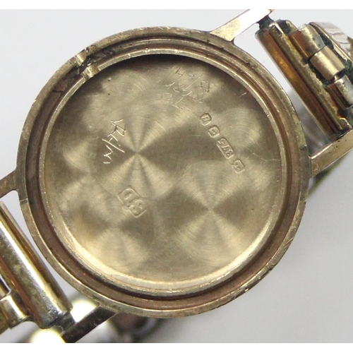 1310 - 2 vintage 9ct gold cased ladies watches, one a Rotary marked for London 1976, the other unable to be... 