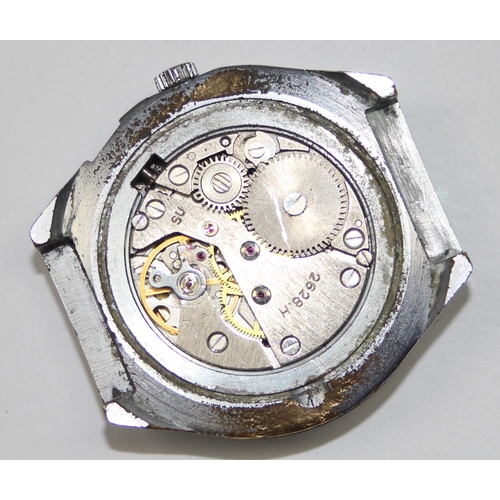 1325 - A retro Soviet USSR Paketa wristwatch with plain white dial and 2628H mechanical movement, approx 40... 