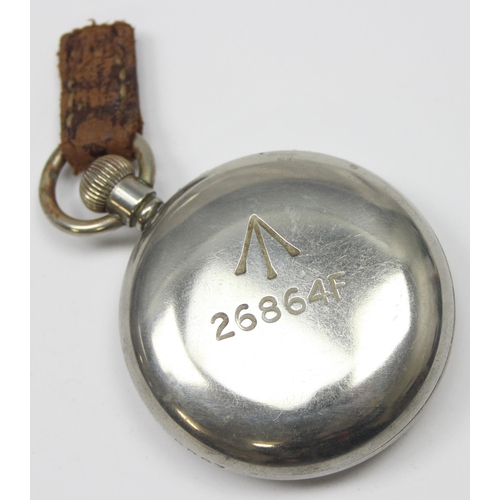 1328 - A vintage military marked pocket watch by H. Williamson Ltd of London, numbered 26864F in steel case... 