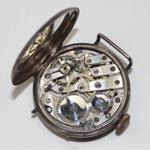 1329 - A rare WW1 period wristwatch with silver case, Trench Watch style with luminous numbers, import mark... 