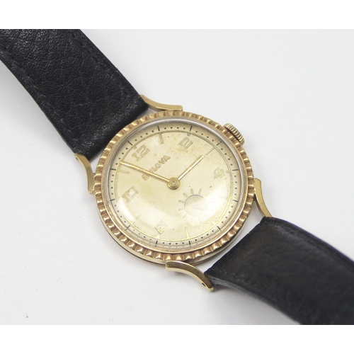 1330 - A vintage Bulova wristwatch with 10ct gold filled case and 10AK mechanical movement, presented in or... 