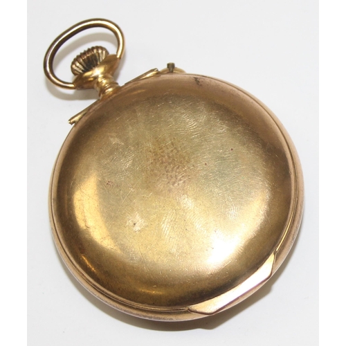 1331 - An unusual vintage Swiss made alarm pocket watch in gold plated case, the cover stamped Brevet 11242... 