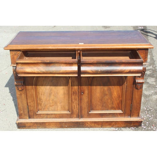 153 - A Victorian mahogany sideboard with 2 concealed drawers over 2 cupboards, approx 132cm wide x 51cm d... 