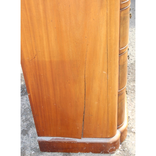 154 - An antique 2 over 3 chest of drawers with brass handles, approx 119cm wide x 54cm deep x 116cm tall