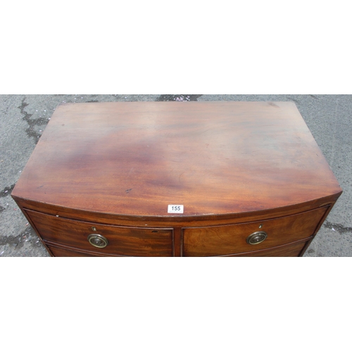 155 - A Victorian mahogany 2 over 2 bow fronted chest of drawers, approx 90cm wide x 52cm deep x 92cm tall