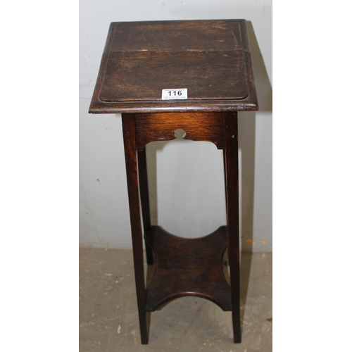 116 - Edwardian mahogany jardinière stand, a vintage oak press , approx 28cm wide x 28cm deep x 98cm tall