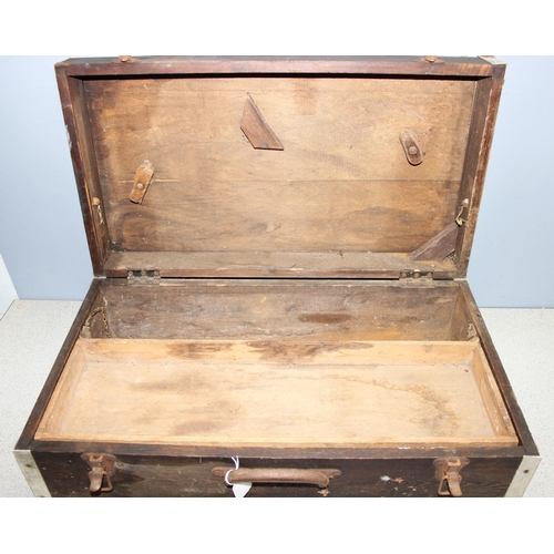 277 - Vintage pine tool-chest, French wine crate and another pine crate, largest approx 71 x 40 x 23cm (3)