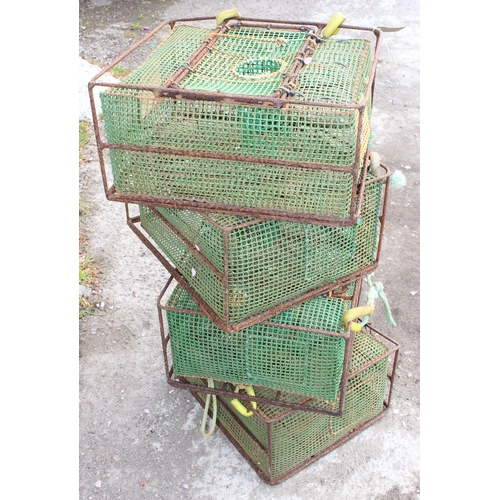 328 - 4 vintage lobster pots, each approx 49cm wide x 43cm deep x 24cm tall