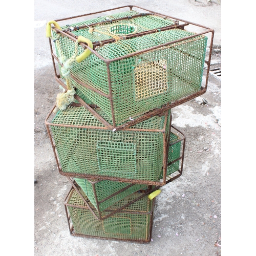 328 - 4 vintage lobster pots, each approx 49cm wide x 43cm deep x 24cm tall