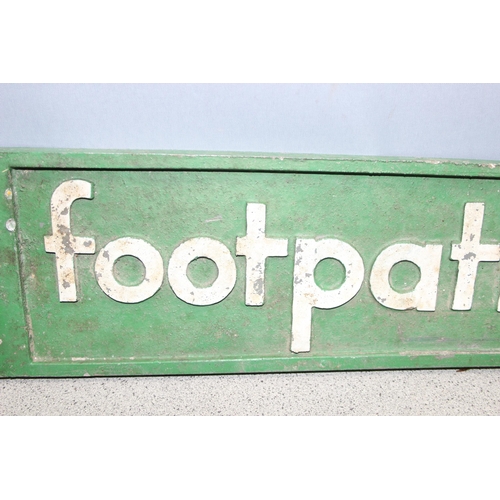 454 - Green painted cast iron footpath sign, approx 72cm long