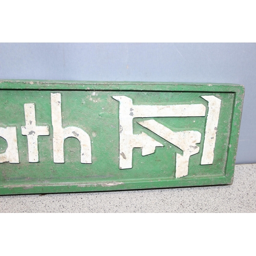 454 - Green painted cast iron footpath sign, approx 72cm long