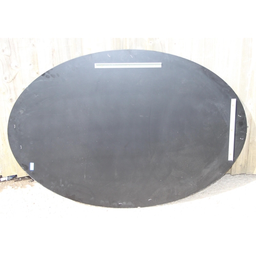 463 - Large retro style oval wall mirror, approx 111cm x 76cm