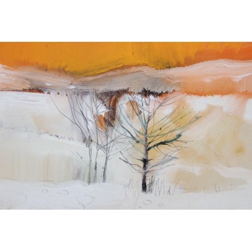 474 - Donald Shannon (Scottish 1930-2008): Original watercolour titled 'Winter Sunset', in glazed frame wi... 