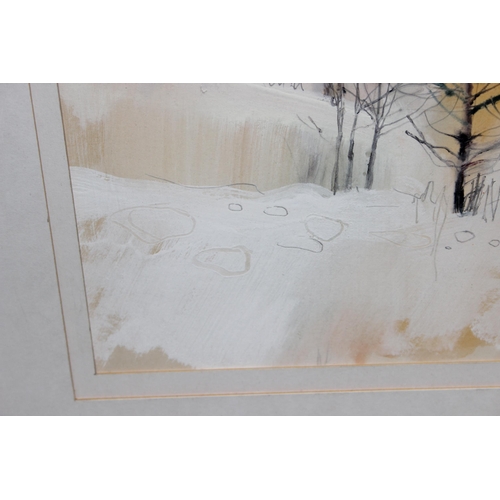 474 - Donald Shannon (Scottish 1930-2008): Original watercolour titled 'Winter Sunset', in glazed frame wi... 