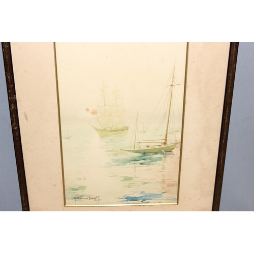 476 - T. Francis Barrett (XX); Original antique seascape watercolour in frame, signed bottom left 'T. Fran... 