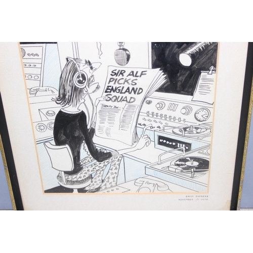 478 - Roy Ullyet OBE, sporting cartoonist (British, 1914-2001): Original black and white cartoon on the 19... 