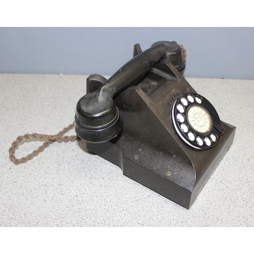 656 - 2 vintage telephones to incl rotary dial, and a barometer