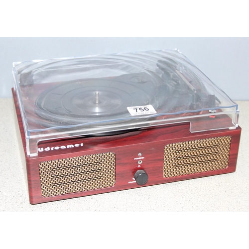 756 - Udreamer Bluetooth and USB connect record player with built in speakers